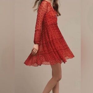 Anthropologie 2pc Maeve Canna Swing Dress Sheer with Slip Dress